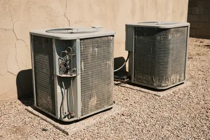 2044 S Sycamore — exterior condenser units on a gravel pad